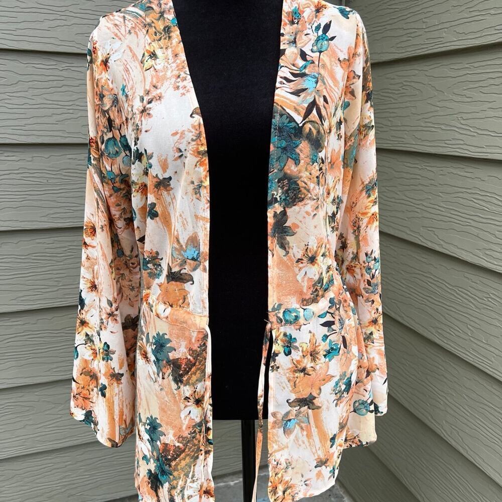 KORI Wrap Cover Up Swim Cover Up Floral, Top, Woman's size S